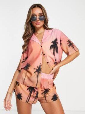 ASOS DESIGN bowling shirt in horizon print